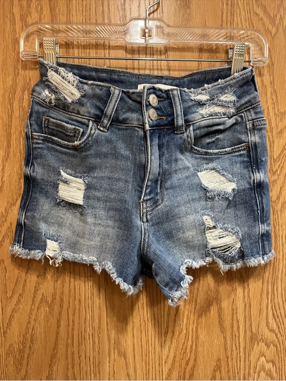 Flying Monkey Distressed Blue Denim Jean Shorts